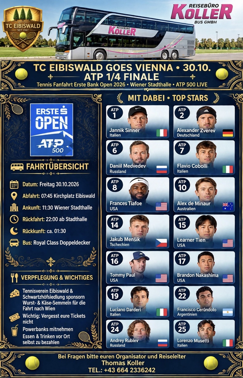 Erster Vereinsausflug zum ATP 1/4 Finale